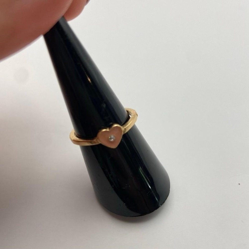Gorgeous Gold Finish Heart‎ Shaped Ring Pink 7